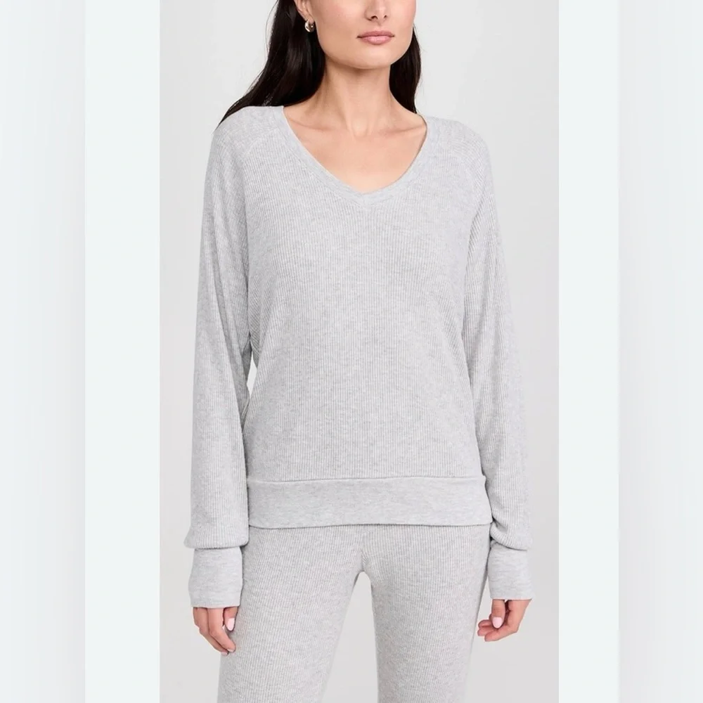 PJ Salvage Long Sleeve Ribbed Pajama Top